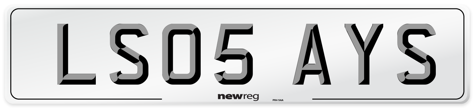 LS05 AYS Number Plate from New Reg